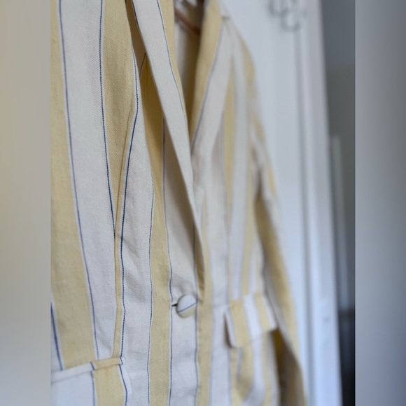 Stripped NEW FRAME 100% Linen Stripe Blazer size 0 - Picture 12 of 17